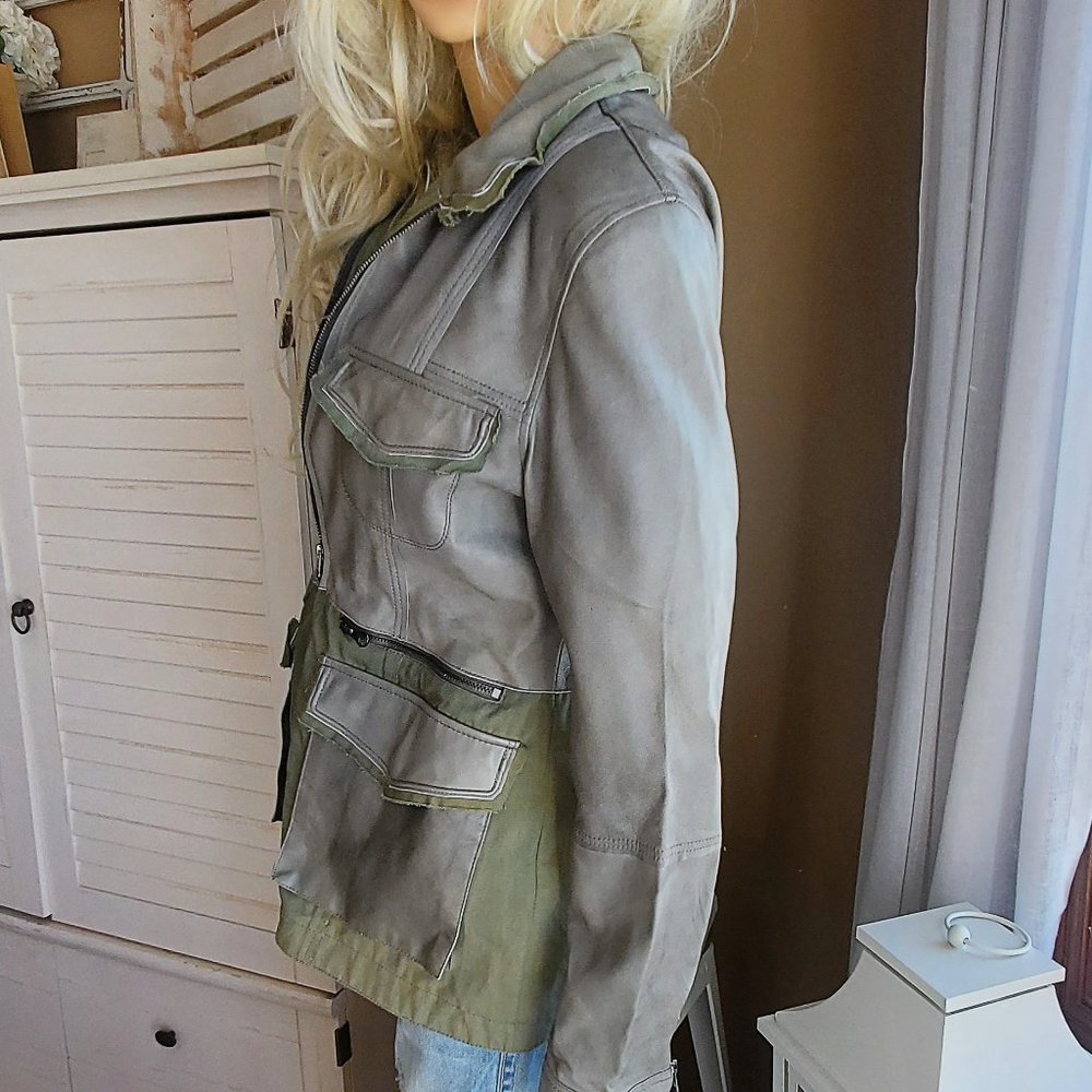 Lindsay Patina Leather Jacket Army Green Size Small New without Tags - Picture 7 of 12